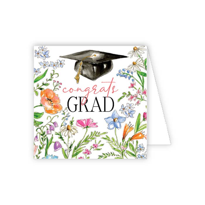 Handpainted Contrats Grad Spring Flowers Enclosure Card