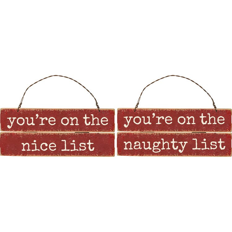Christmas Ornaments Set- Naughty and Nice