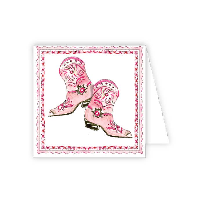 Handpainted Pink Cowboy Boots Enclosure Card