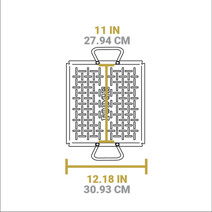 13X 12 Inch Cast Iron Seasoned Carbon Steel Grilling Pan
