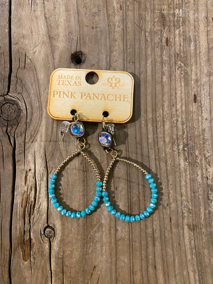Pink Panache - Turquoise and Gold Teardrop Earrings