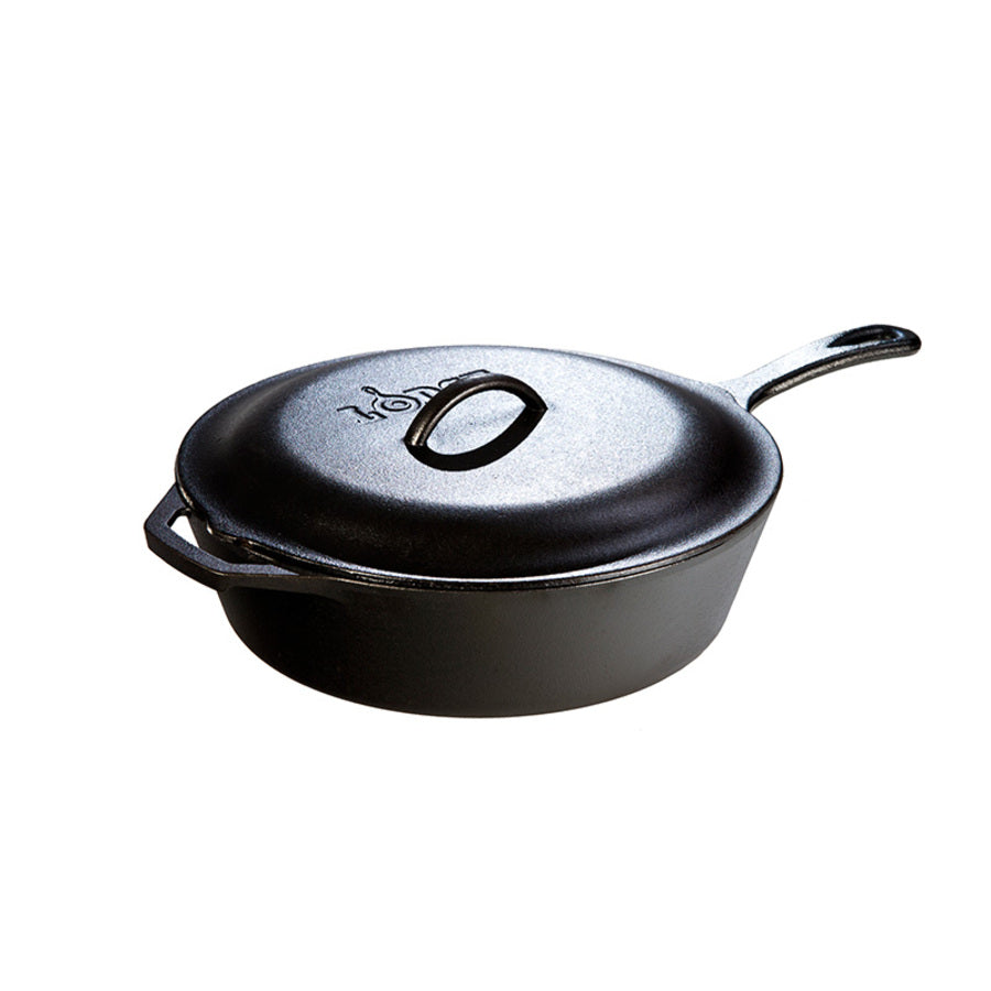 12 Inch / 5 Quart Cast Iron Covered Deep Skillet