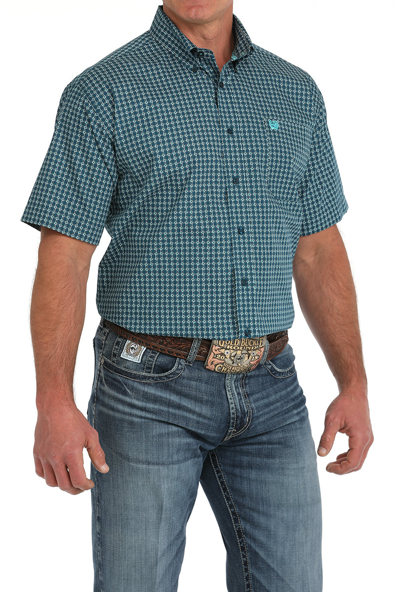 Cinch Men's Short Sleeve Shirt - Blue