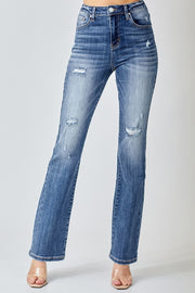 Risen Jeans- Vintage Washed Long Straight Leg Jeans