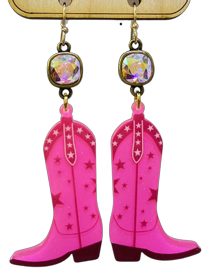 Pink Panache - Pink Acrylic Boot Earring