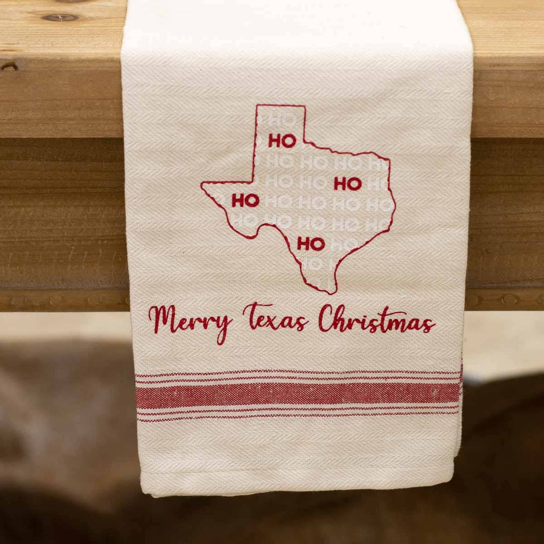 Merry Texas Christmas Hand Towel Cream/Red/White 20x28