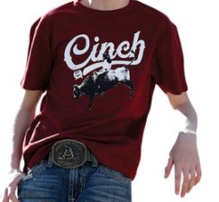 Cinch Boy's Short Sleeve T-Shirt - Heather Burgundy