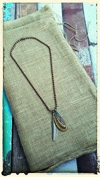 Turquoise Haven Necklace - Multi Feather Charm - Copper / Bronze