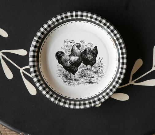 Paper Dessert Plates, B&W Rooster