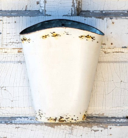 Old White Metal Wall Bucket