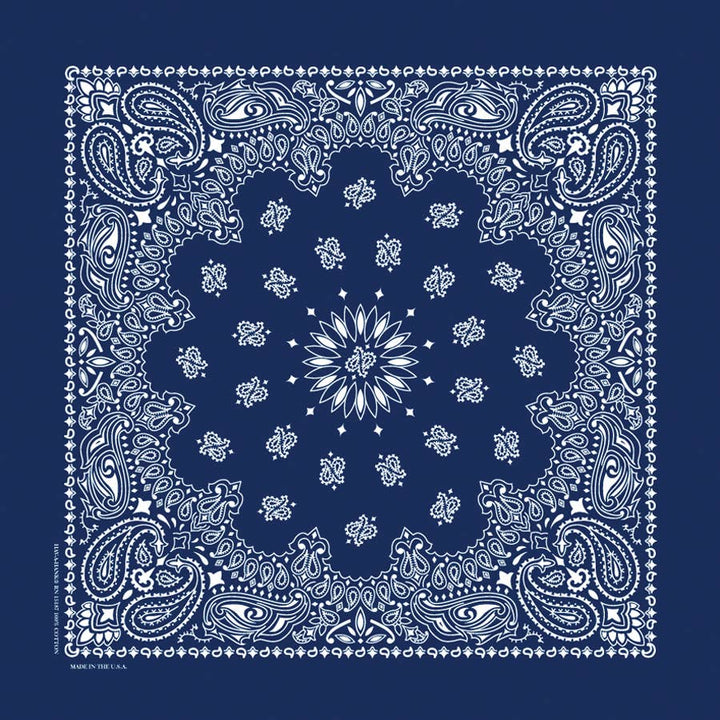 Bandanna - 22" MADE IN USA - Navy Paisley