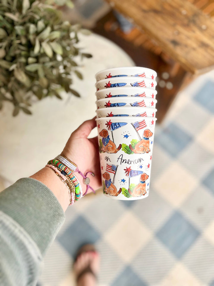 American Dog Patriotic Reusable Cups