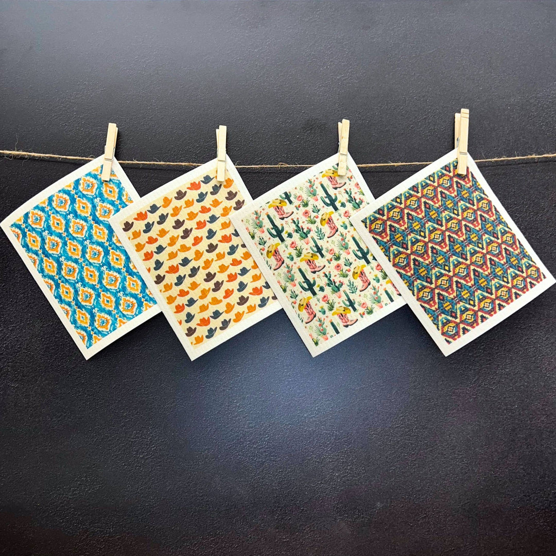 Western Cowboy Hats Swedish Dishcloths - Kitchen Towels