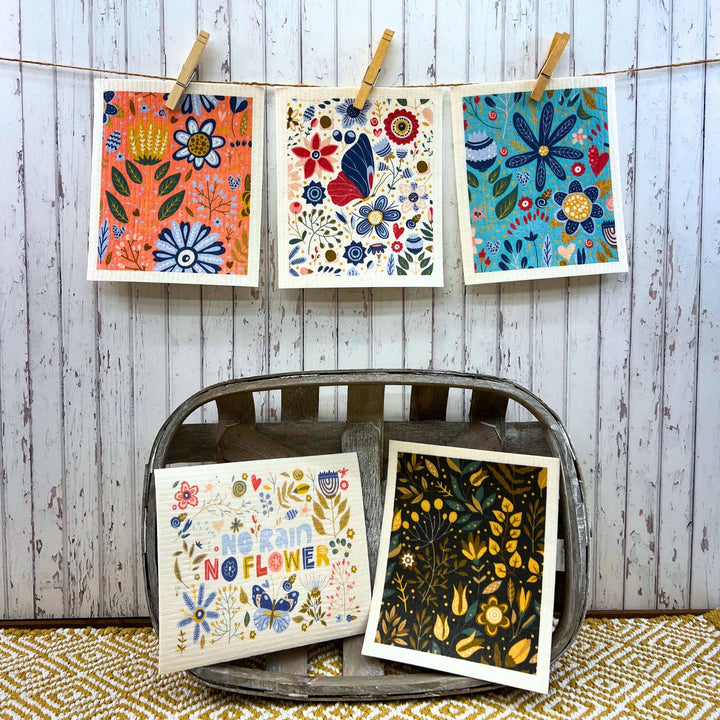 Farmhouse Spring Flowers Swedish Dishcloths - Spring Decor