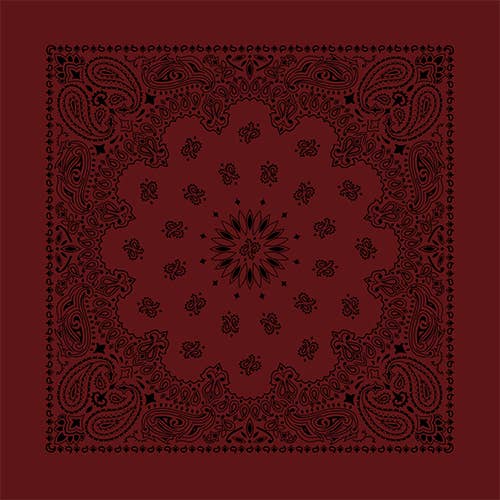 Bandanna - 22" MADE IN USA - Contemporary Burgundy Paisley