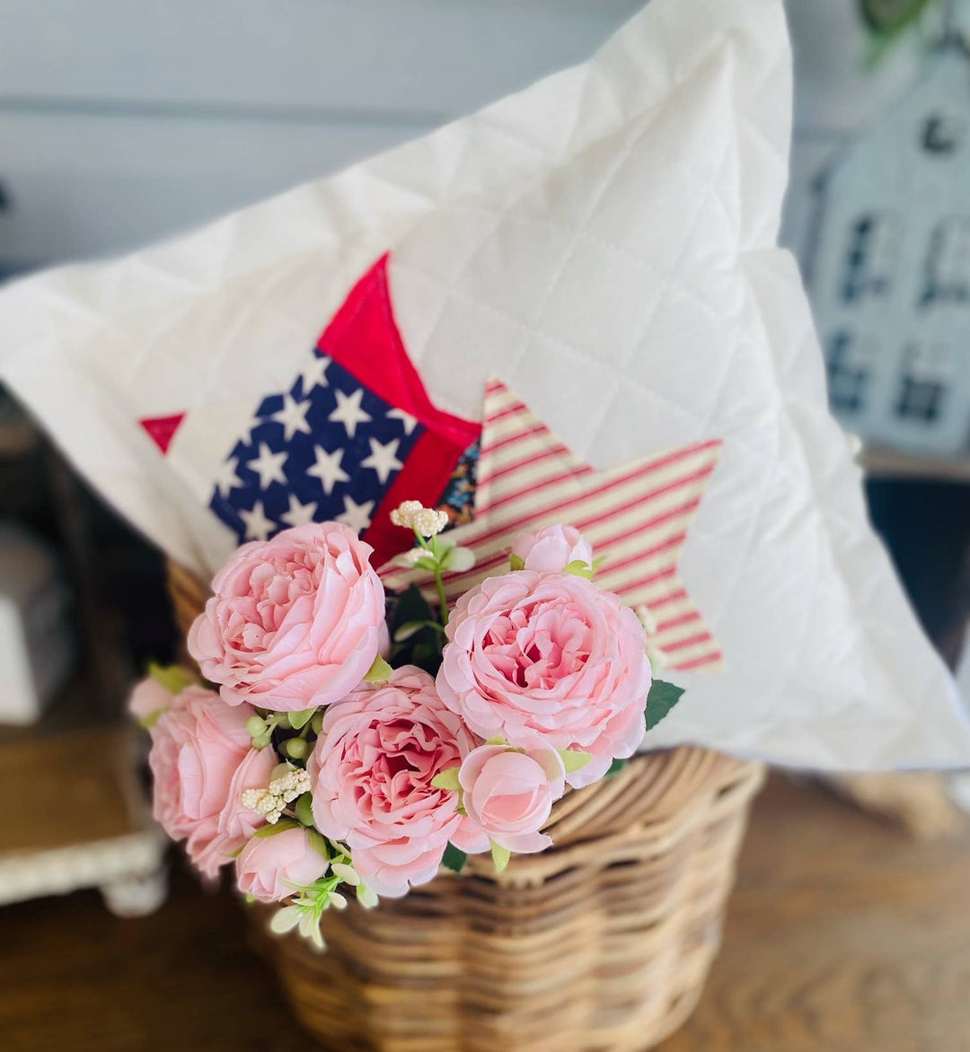 Handmade Patriotic  Pillow Upcycled Jeans Star 4th of July