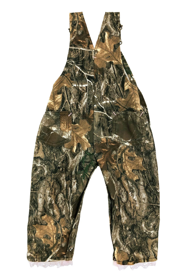 Round House Kids Made in USA Girl's Pink Ruffle Camo Bib Overall