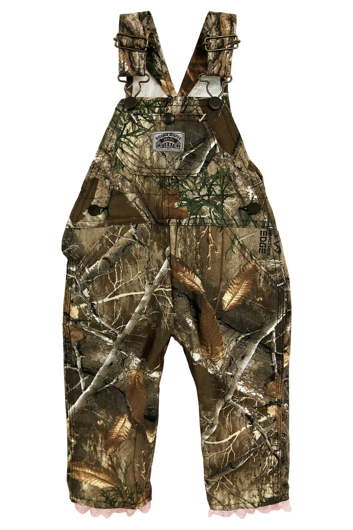 Round House Kids Made in USA Girl's Pink Ruffle Camo Bib Overall