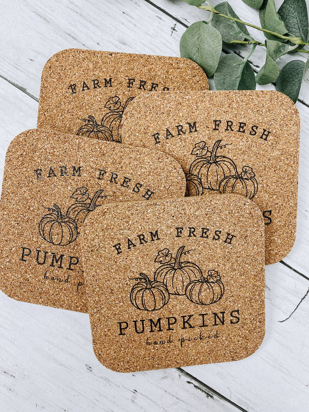 Farm Fresh Pumpkins Fall Cork Coasters