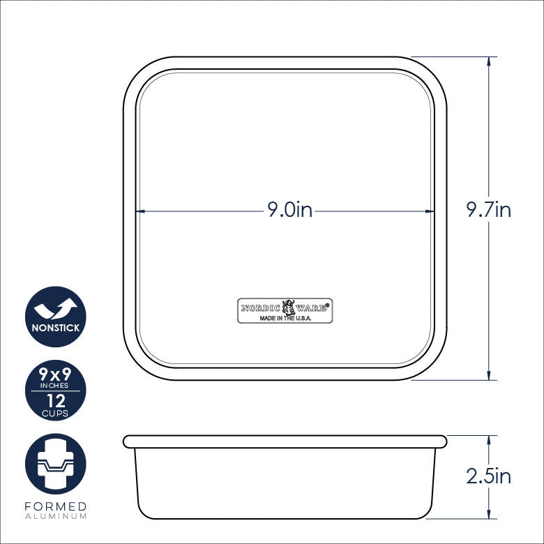 Brilliant Bakeware Nonstick 9 Inch Square Cake Pan