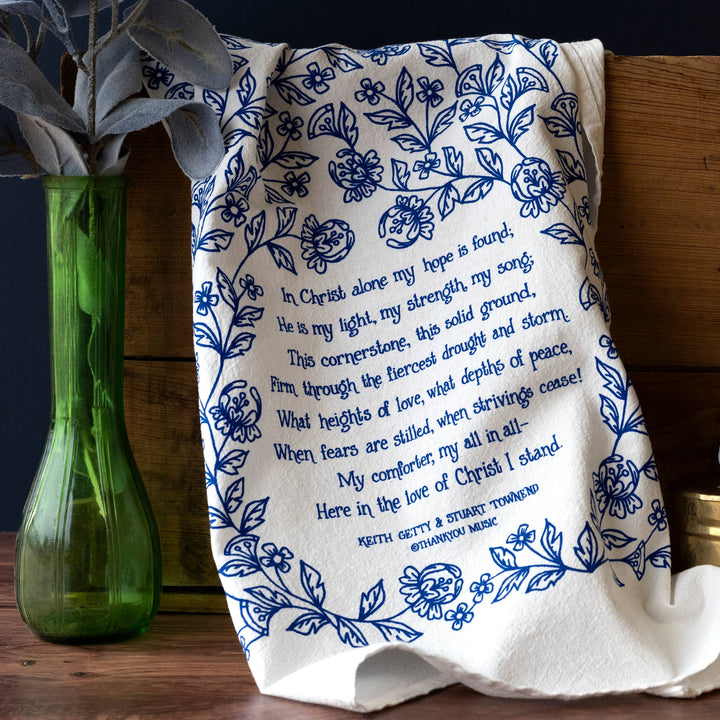 In Christ Alone Hymn Tea Towel – Blue