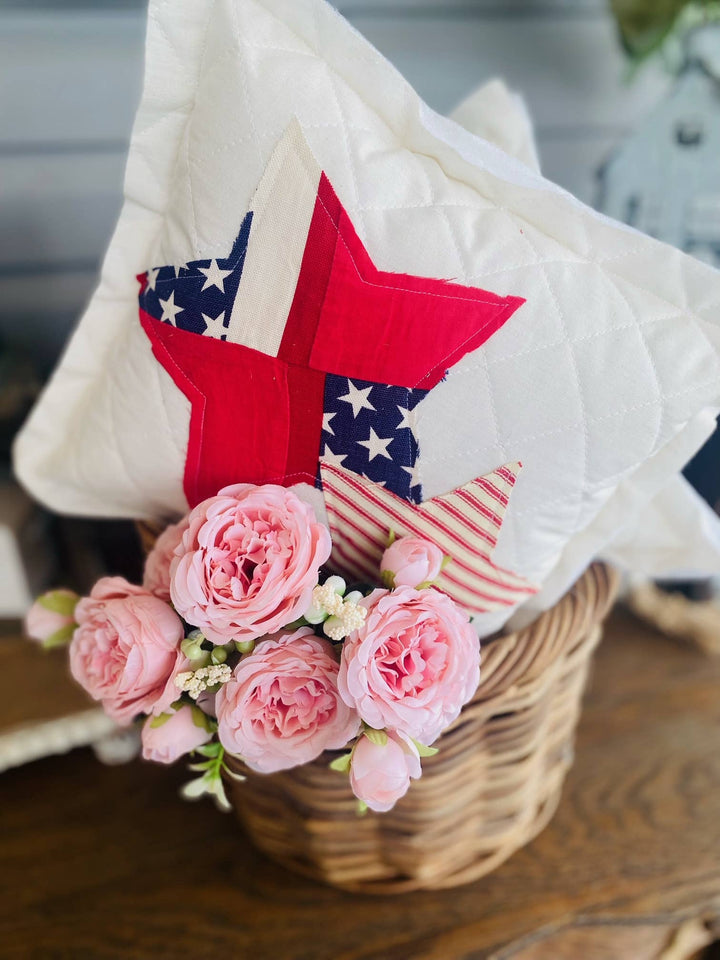 Handmade Patriotic  Pillow Upcycled Jeans Star 4th of July