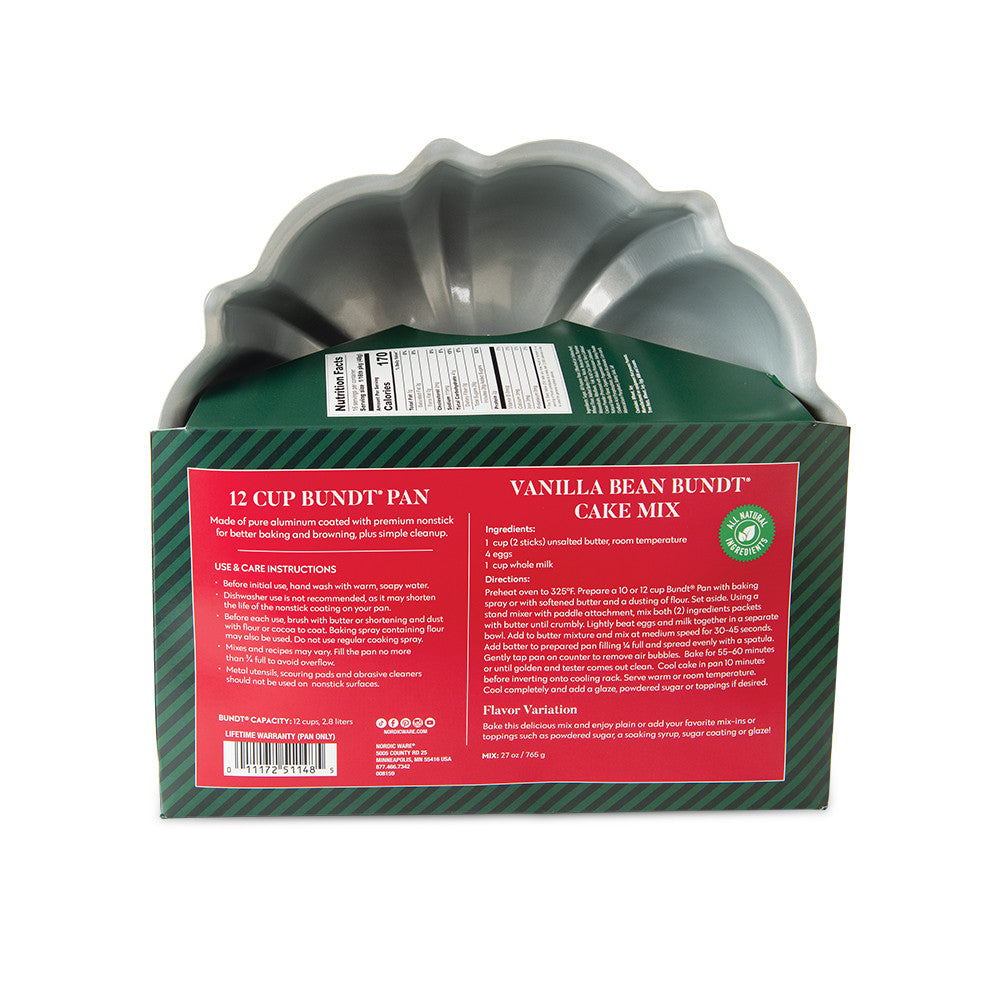 12 Cup Formed Bundt® Pan with Vanilla Bean Cake Mix