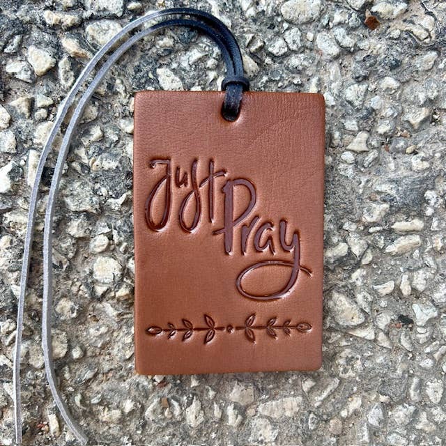 Rectangle Just Pray Air Flair - Warm Vanilla Leather