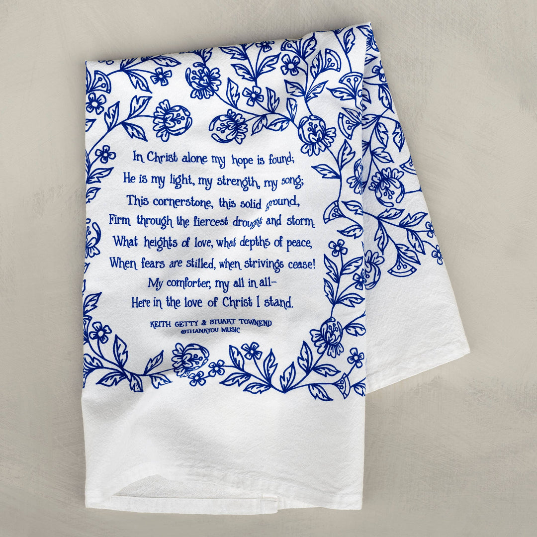 In Christ Alone Hymn Tea Towel – Blue