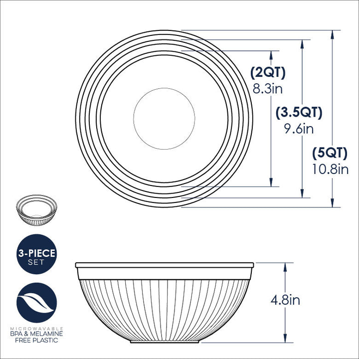 3- Piece Prep & Serve Mixing Bowl Set