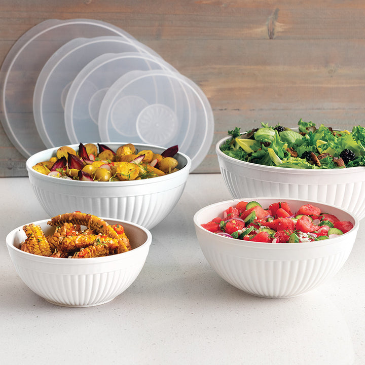 8 Piece Covered Bowl Set - White