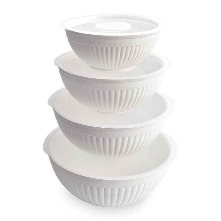 8 Piece Covered Bowl Set - White