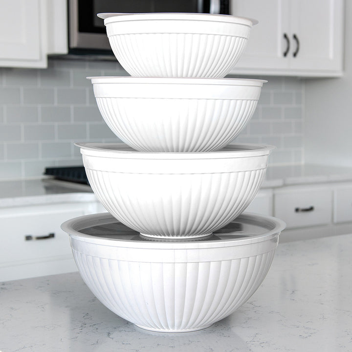 8 Piece Covered Bowl Set - White