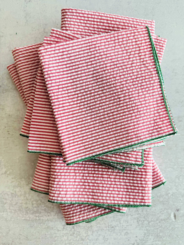 Holiday Seersucker Cloth Napkins Set/4