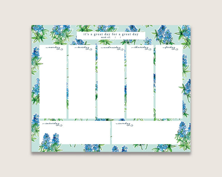 Bluebonnet Weekly Planner Notepad