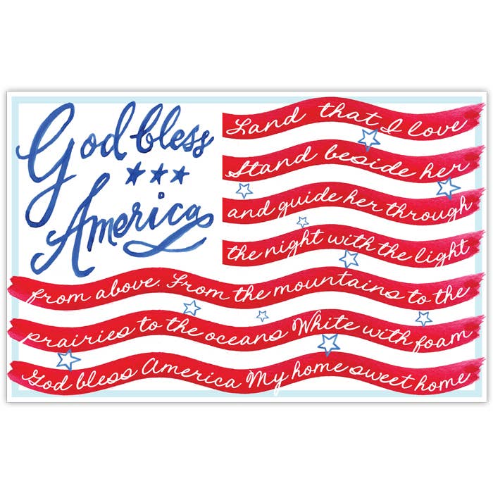 God Bless America Flag Red White and Blue Placemats