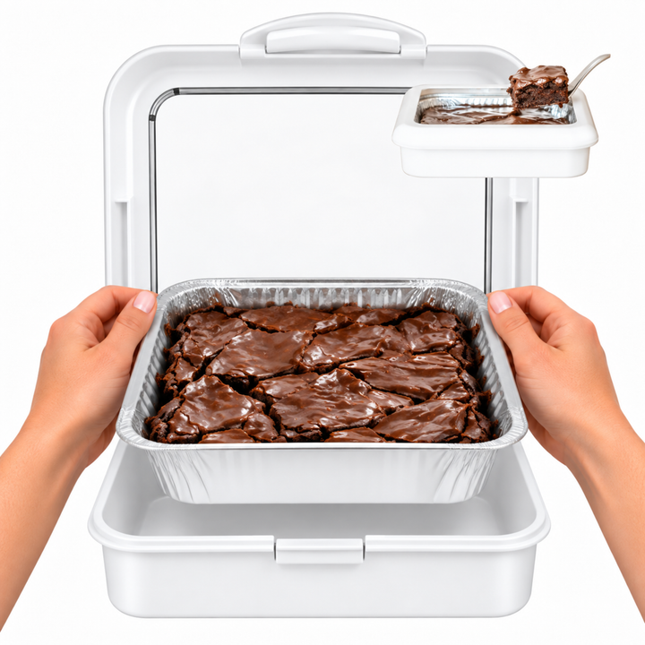 Square Set - 8 x 8 Foil Pan Carrier w/ Serving Spoon - White