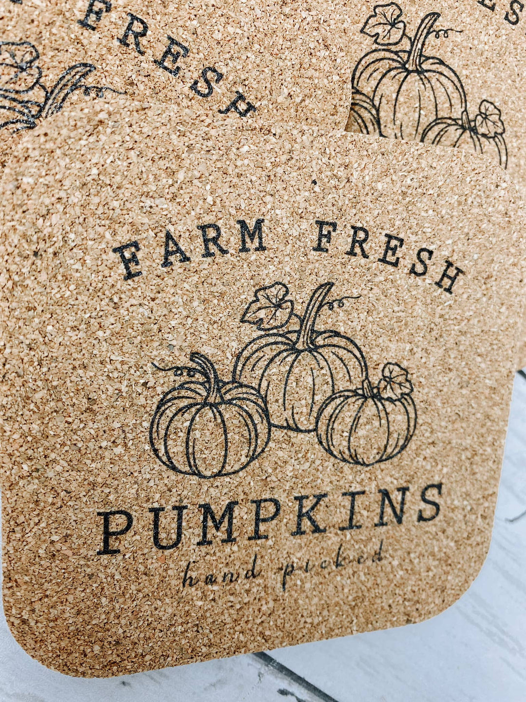 Farm Fresh Pumpkins Fall Cork Coasters