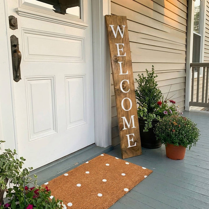 White Welcome Porch Leaner