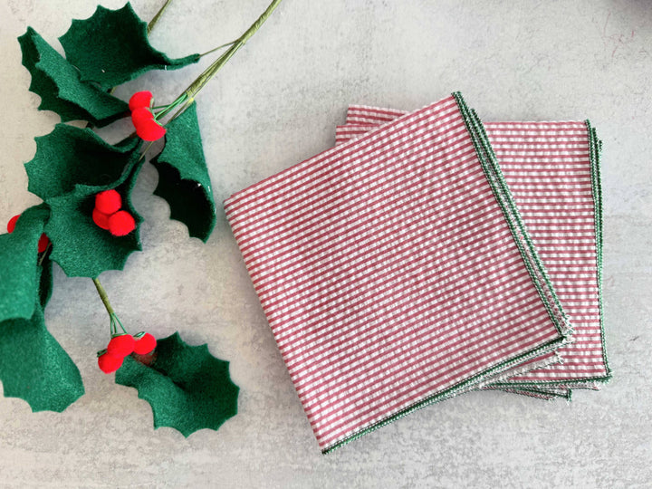 Holiday Seersucker Cloth Napkins Set/4