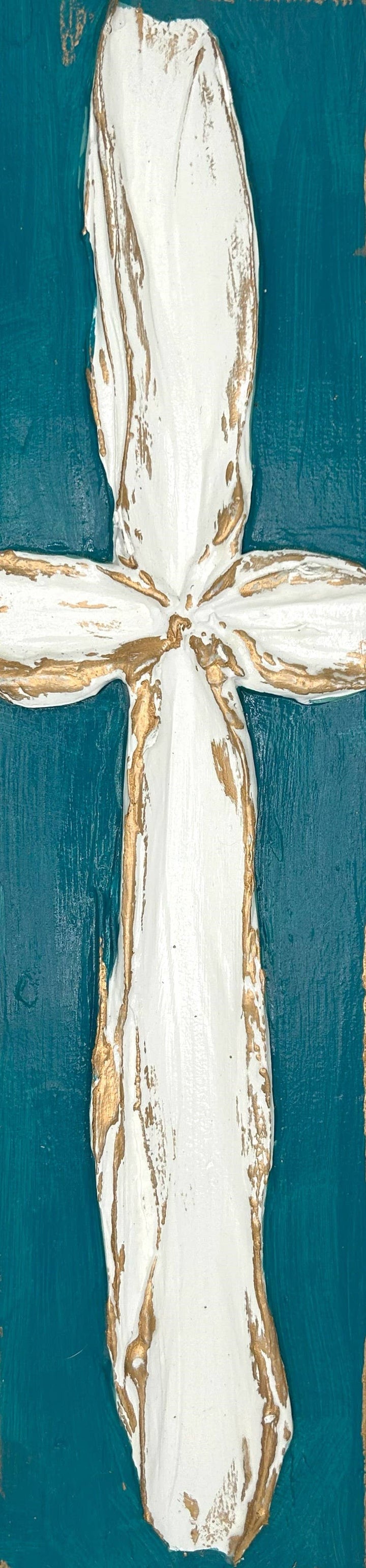 3x10 Traditional Cross handmade textured wood block