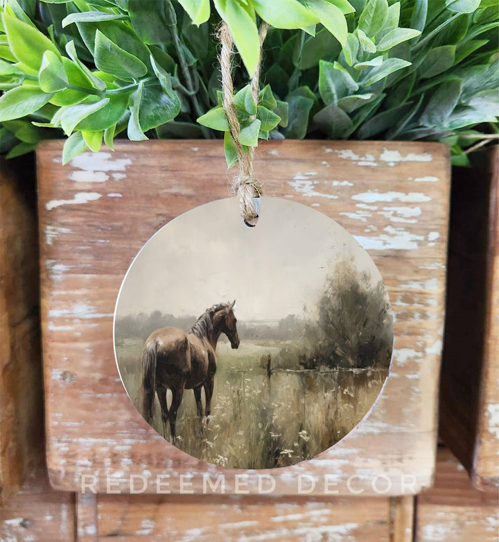 Wood Ornament Horse Painting