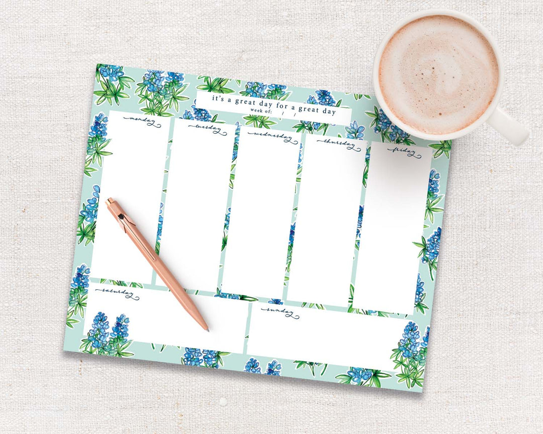 Bluebonnet Weekly Planner Notepad