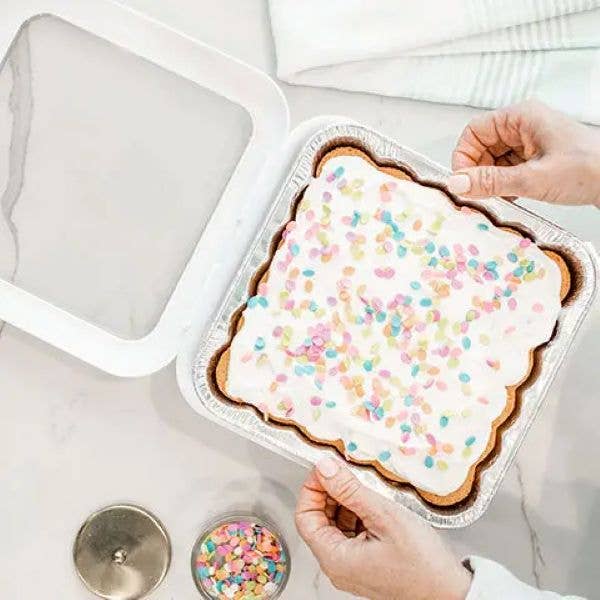 Square Set - 8 x 8 Foil Pan Carrier w/ Serving Spoon - White