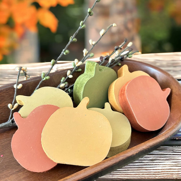 Primitive/Rustic Wood MINI Pumpkins Bowl Fillers - Set of 4