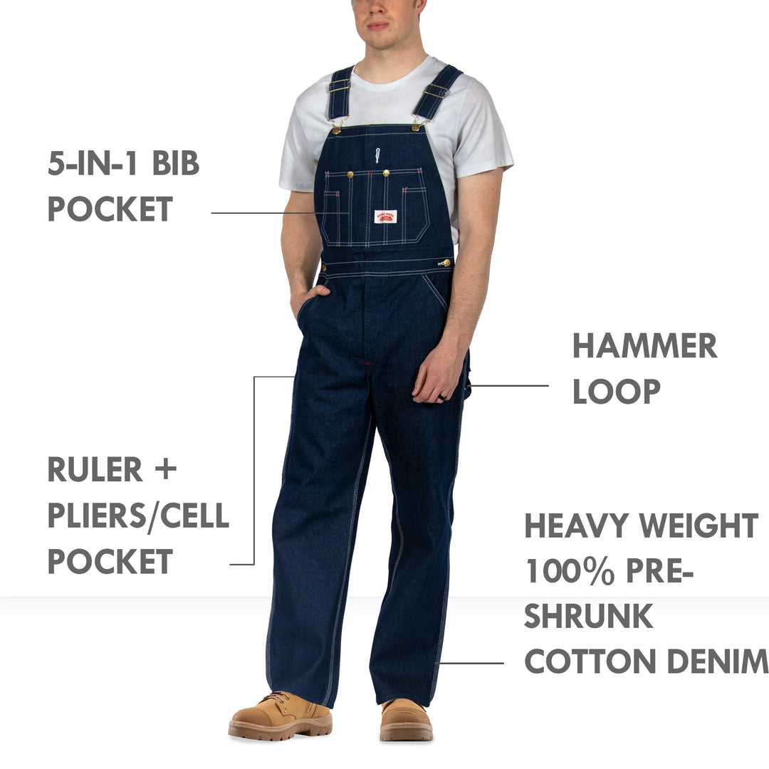 Round House Classic Blue Denim Bib Overall