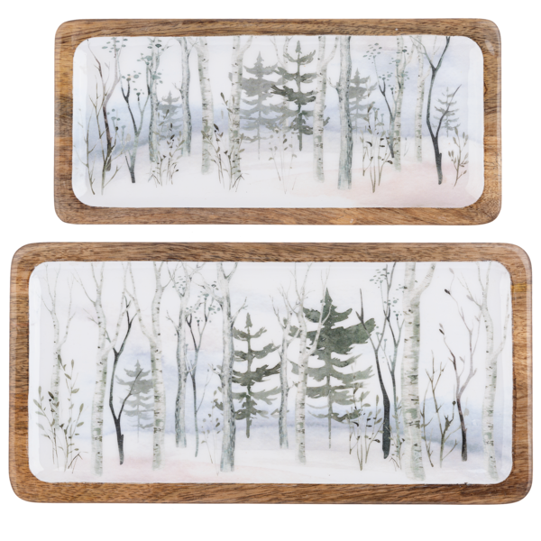 Rectangle Winter Birch Forest Serving Tray (2 pc. set)