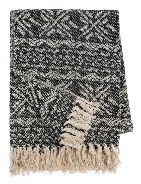 Black & Natural Snowflake Woven Throw