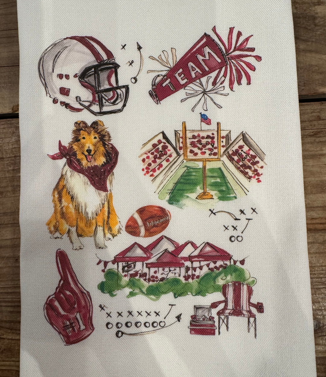Handpainted Maroon Collie Football Icons