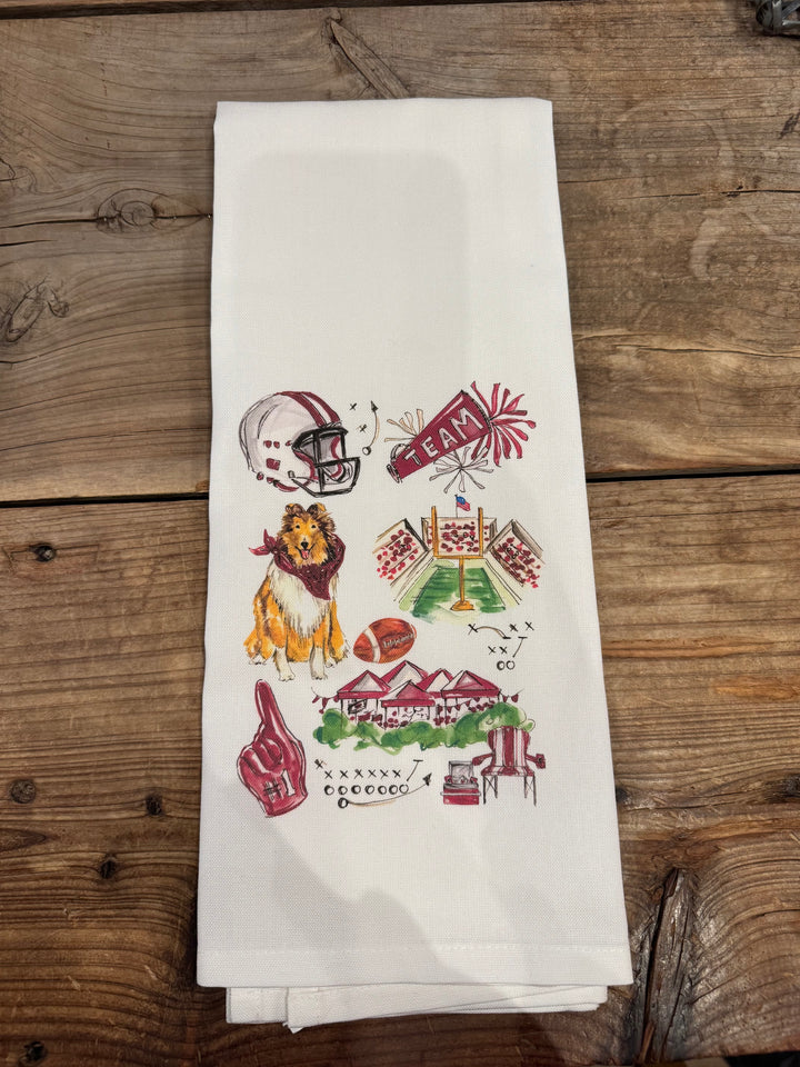 Handpainted Maroon Collie Football Icons